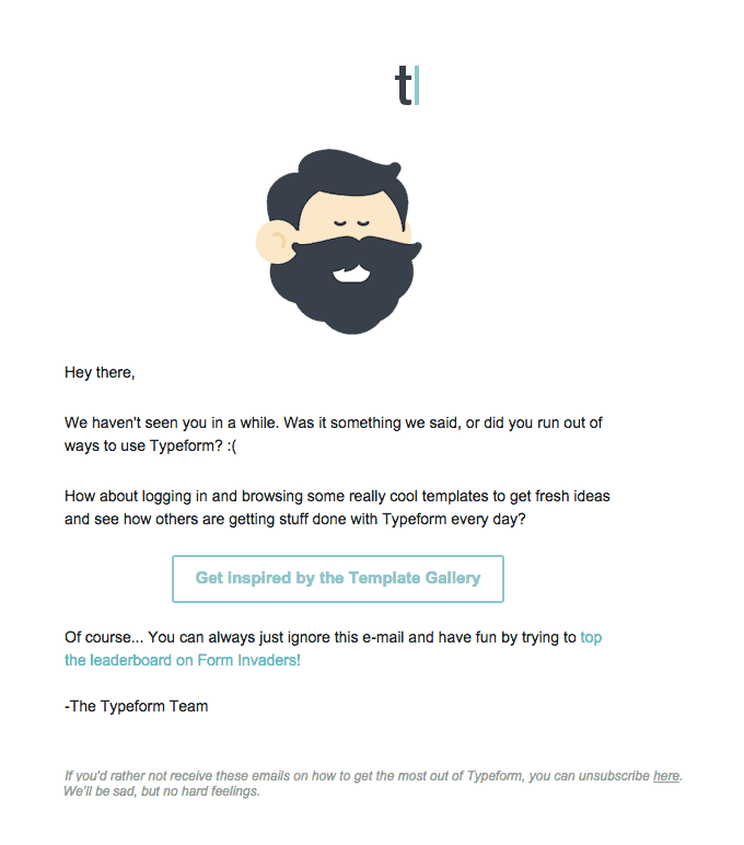 A Re-engagement Email Example from Typeform