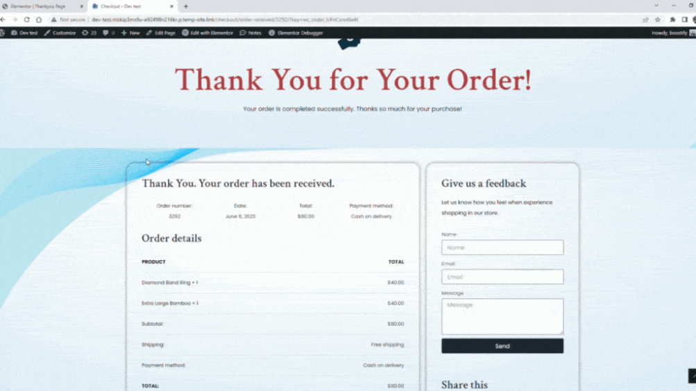 Order Page