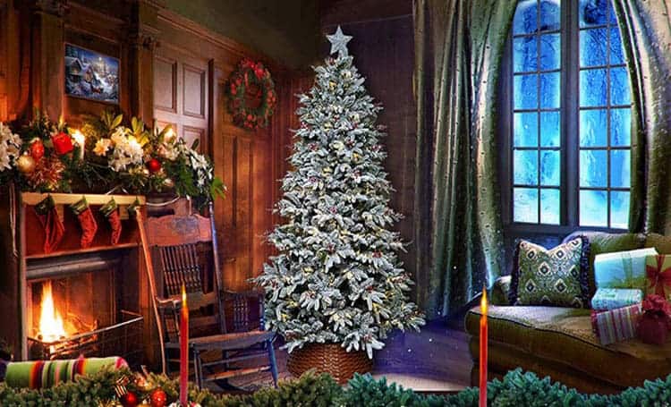 Lightly Flocked Christmas Tree 9ft