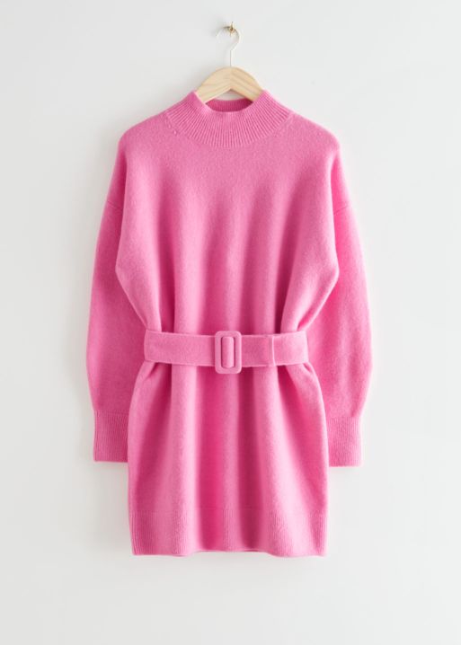 Belted Mini Knit Dress