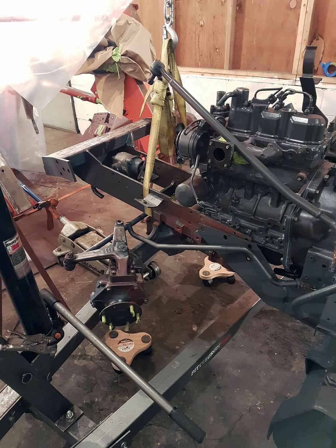 Assembling Kubota Chassis with Shop Crane