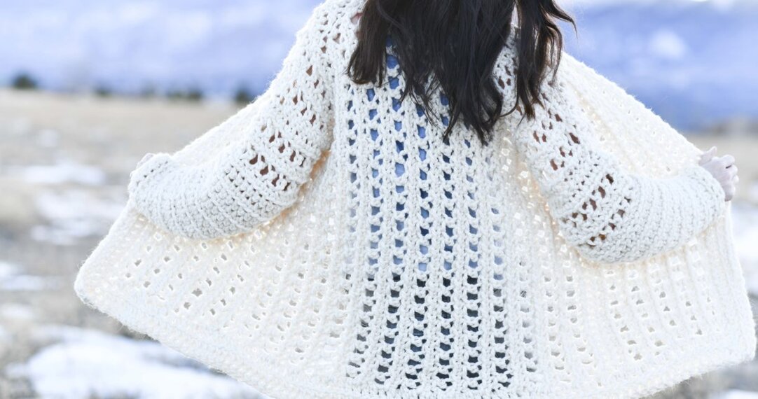Crochet white cardigan clearance