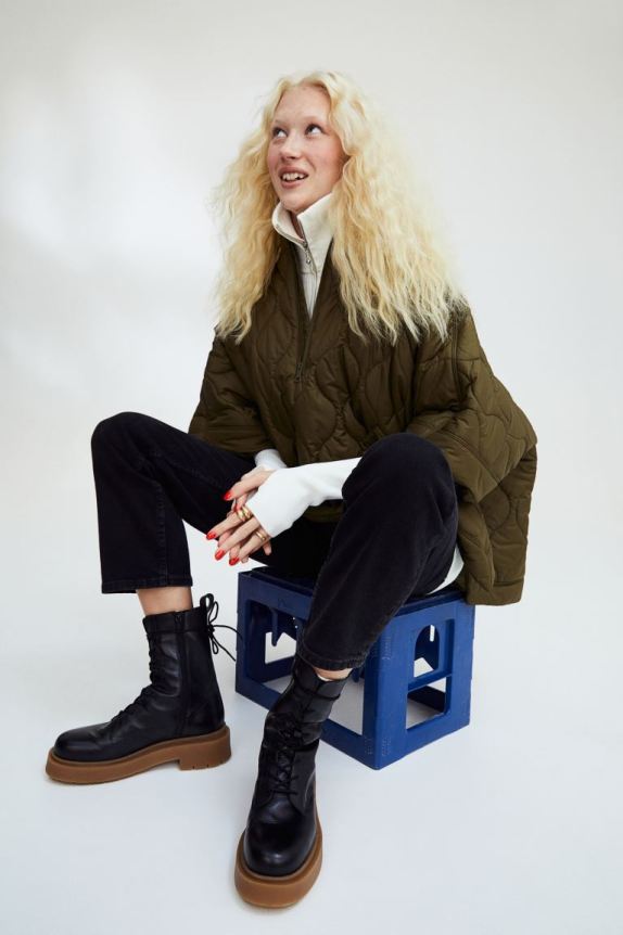 Chunky leather boots H&M