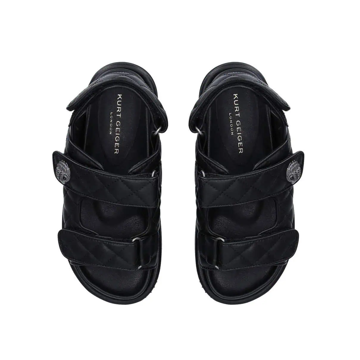 Kurt Geiger Orson Black Eagle Embellished Chunky Sandals