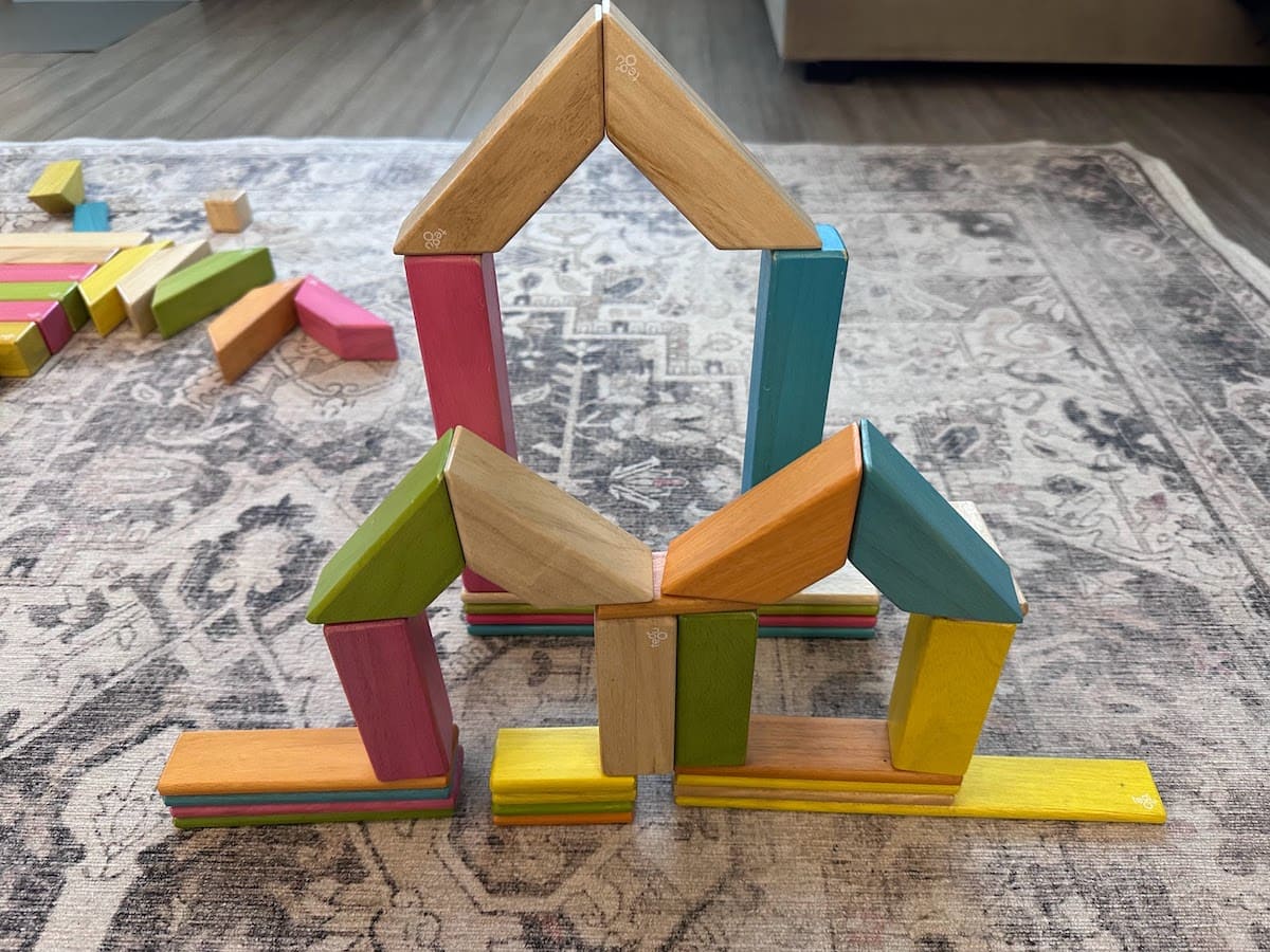 Houses made from Tegu magnetic blocks