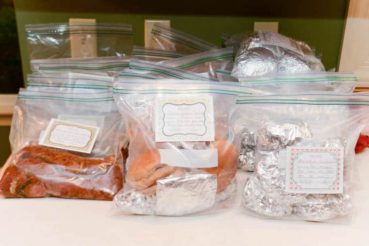 Freezer meals in bags.