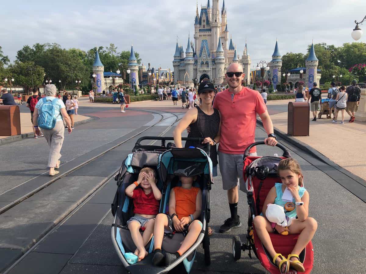 Conner family in front of Magic Kingdom