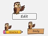owl labels name tags printable classroom decoration happy paper time