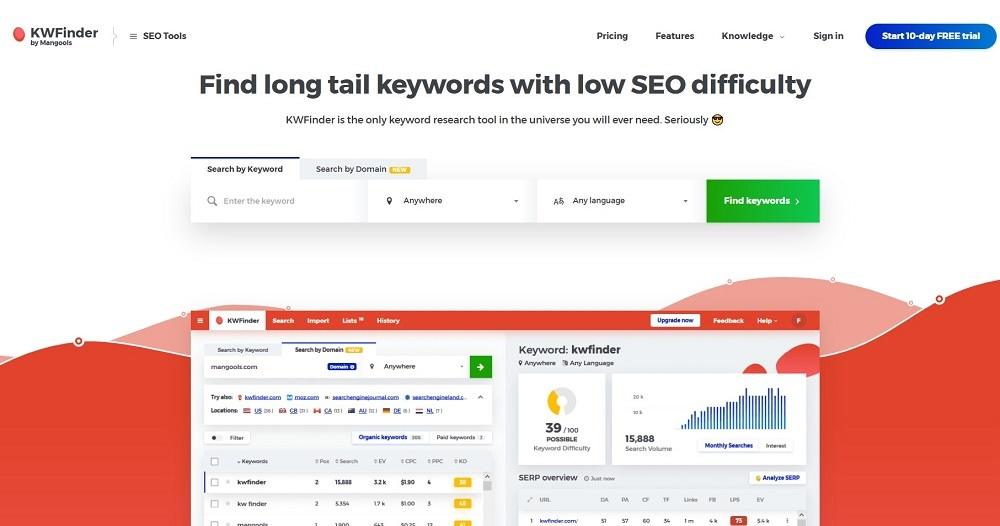 miglior software seo - kwfinder