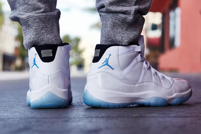 legend blue 11 on feet