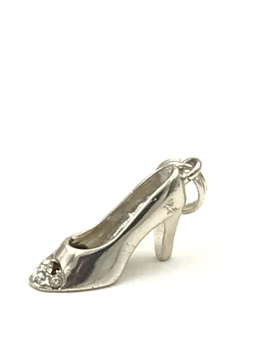silver stiletto high heels