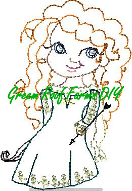 Girl in Arrow Costume Redwork 4x4 and 5x7 size