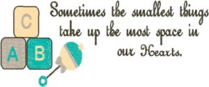 Baby Blanket Saying Smallest Things with rattle and blocks