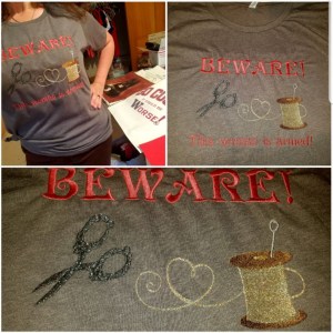 Warning this woman is armed Sewing 5x7