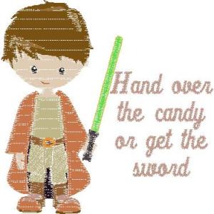Saber Sord Boy Halloween 4x4 Saying