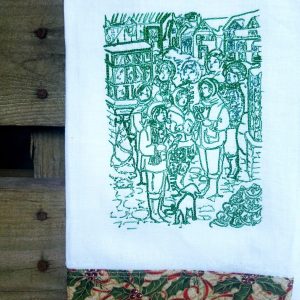 Caroling Redwork 5x7 frame