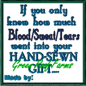 Hand-Sewn 4x4 style patch design: Blood Sweat Tears