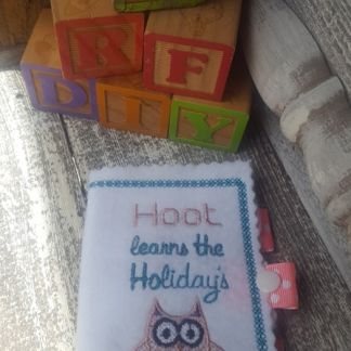 Hoot Learns the Holidays soft play book 5x7 and 6x10