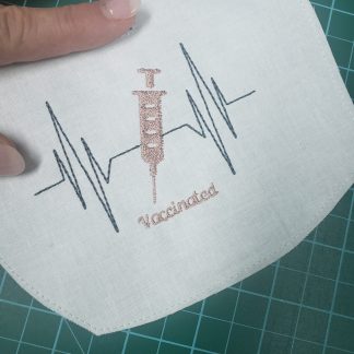 Vaccinated ITH Glasses Mask (Embroidery Design and Printable Pattern) plus standalone design