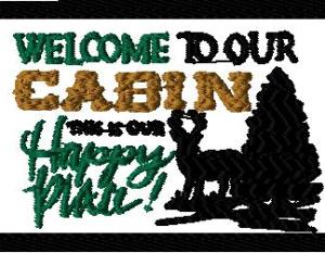 Cabin Theme Saying Happy Place designs with and without knockdown stitch
