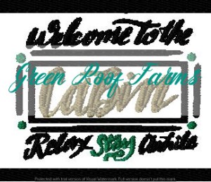 Cabin Theme Saying Stay Awhile designs with and without knockdown stitch