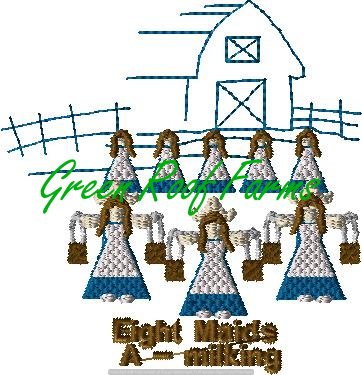 Day 8 Eight Maids A-milking 4x4: 2 design set plus knockdown - Image 2