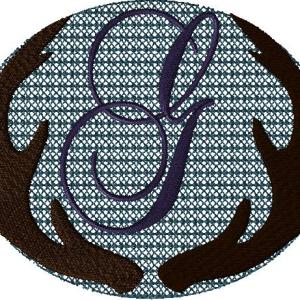 Antlers with a knockdown stitch and an alphabet letter: G