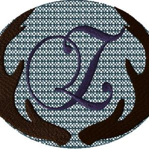 Antlers with a knockdown stitch and an alphabet letter: Z