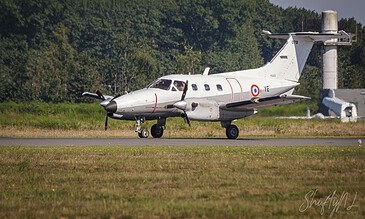 Close-up of a military jet aircraft on the tarmac, showcasing its sleek design and technical details. Aero L-39 Albatros jet trainer aircraft parked on the runway with a background of trees and a clear sky.