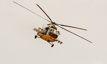 Czech Mi-171Sh coming in. Czech Air Force Mil Mi-171Sh helicopter banking towards the camera at the Leaseweb Texel Airshow, Texel International Airport, the Netherlands, August 2018.