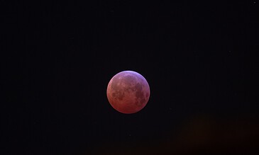 Superblood Moon eclipse captured during a spectacular night sky event, showcasing the moon’s reddish hue and intricate surface details. Perfect for astronomy enthusiasts and night photography lovers.