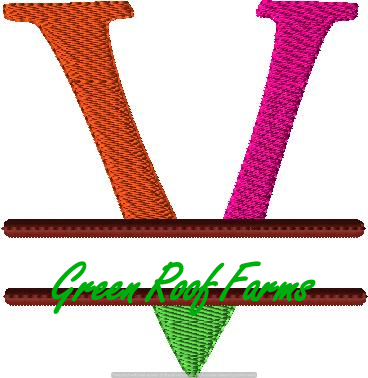 4x4 hoop Color Split Monogram (4x4) with Knockdown: V