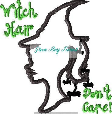 Witch Hair Don't Care Silhouette Applique with Spider Hair 4x4