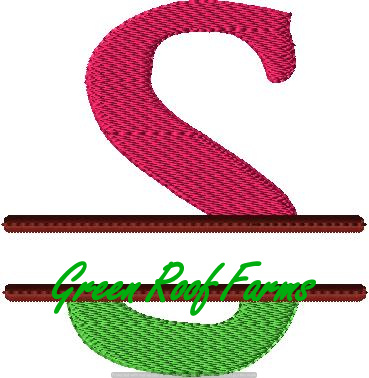 4x4 hoop Color Split Monogram (4x4) with Knockdown: S