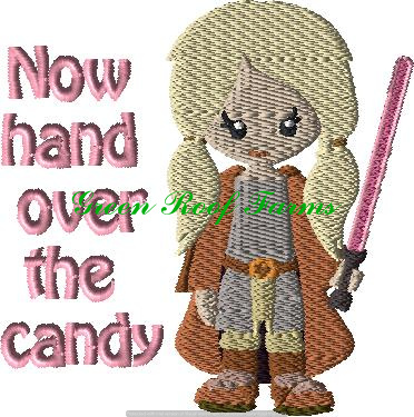 Saber Sword Girl Halloween 4x4 Saying