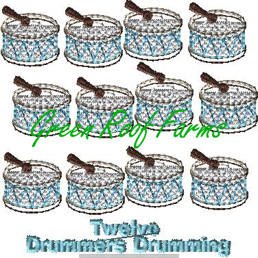 Day 12 Twelve Drummers Drumming 4x4: 2 design set - Image 3