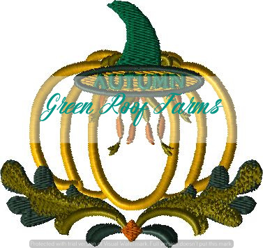 Full Pumpkin Applique, 5 design files for 4x4 hoop plus motif knockdown file