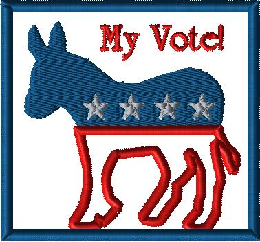 Democratic Party Donkey Applique My Vote