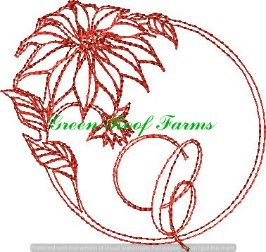 Redwork Poinsettia Font Design Pack ; 26 designs - Image 4