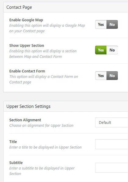 contact page settings