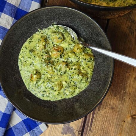 Smörstekt gnocchi med spenat & fetaost
