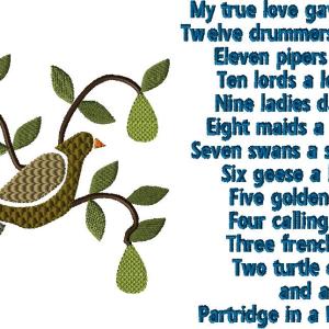 Partridge in a Pear Tree 12 days of Christmas Book Pocket Design