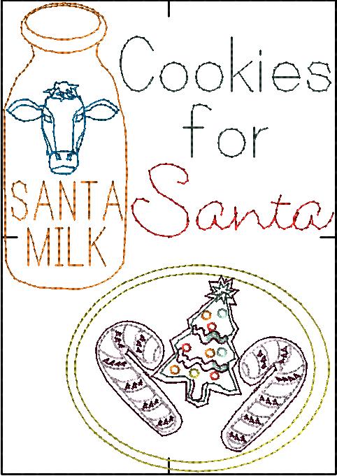 Cookies for Santa in Color Work and Red work 5x7 hoop - Image 3
