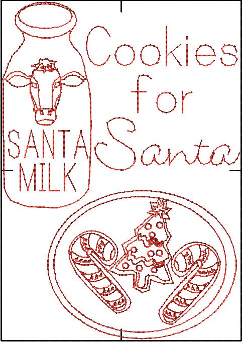 Cookies for Santa in Color Work and Red work 5x7 hoop - Image 2