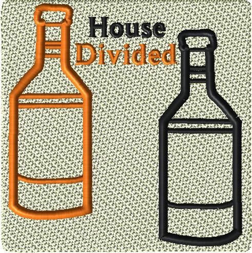 House Divided Alcohol Bottle/Wine Bottle 4x4 design Applique - Image 2