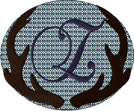 Antlers with a knockdown stitch and an alphabet letter: Z