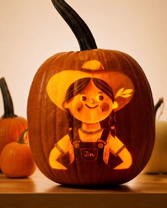 Cute Little Farmer Pumpkin