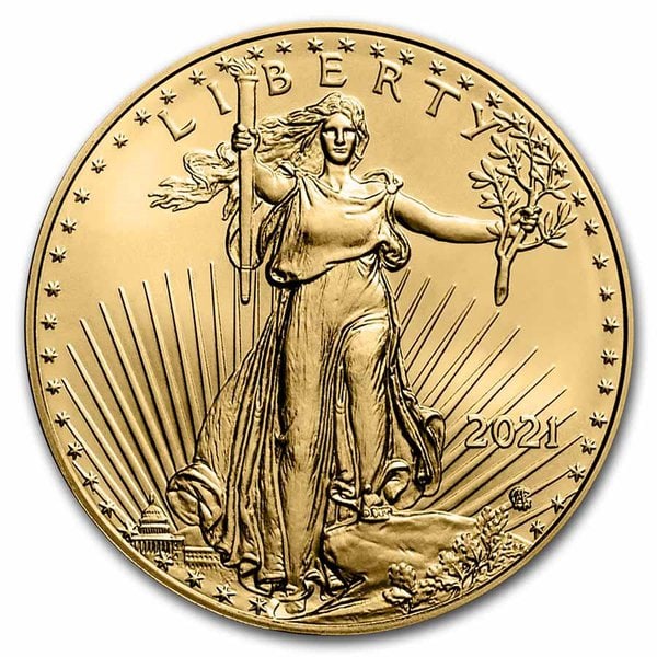 Gouden American Eagle 0.5 oz 2021 Type 2 voorkant 101munten