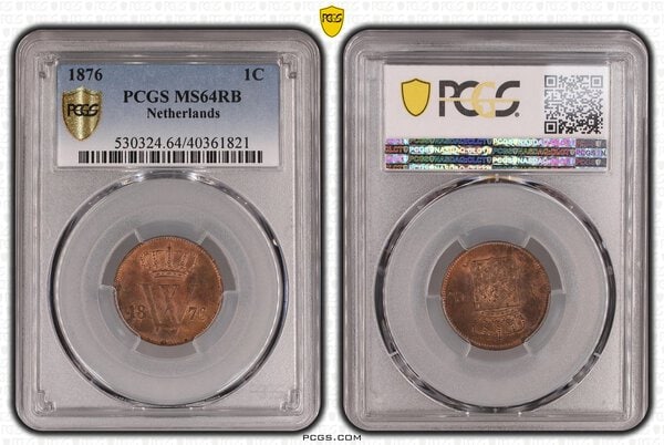 1 cent 1876 MS64 RB PCGS gecertificeerd