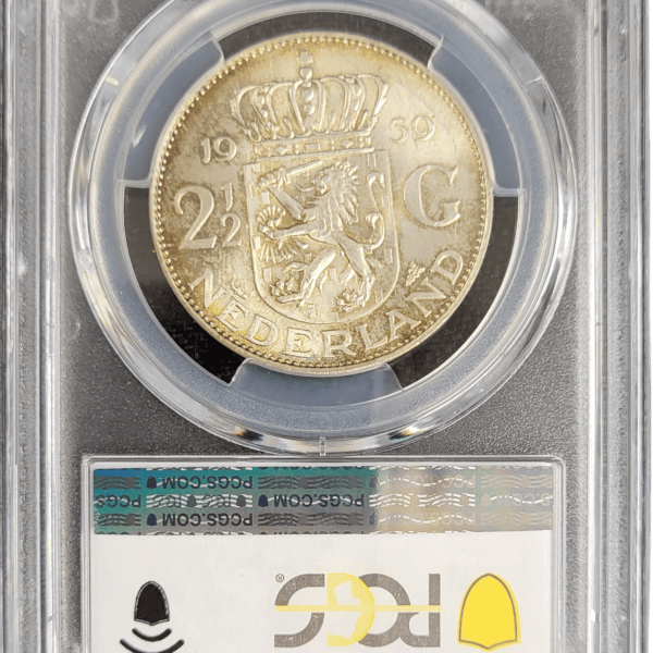 Koningin Juliana zilveren 2 1.2 gulden 1959 MS64 PCGS back